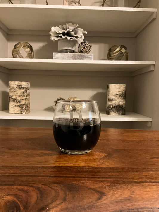 Personalized 12 oz Round Stemless Wine Glass