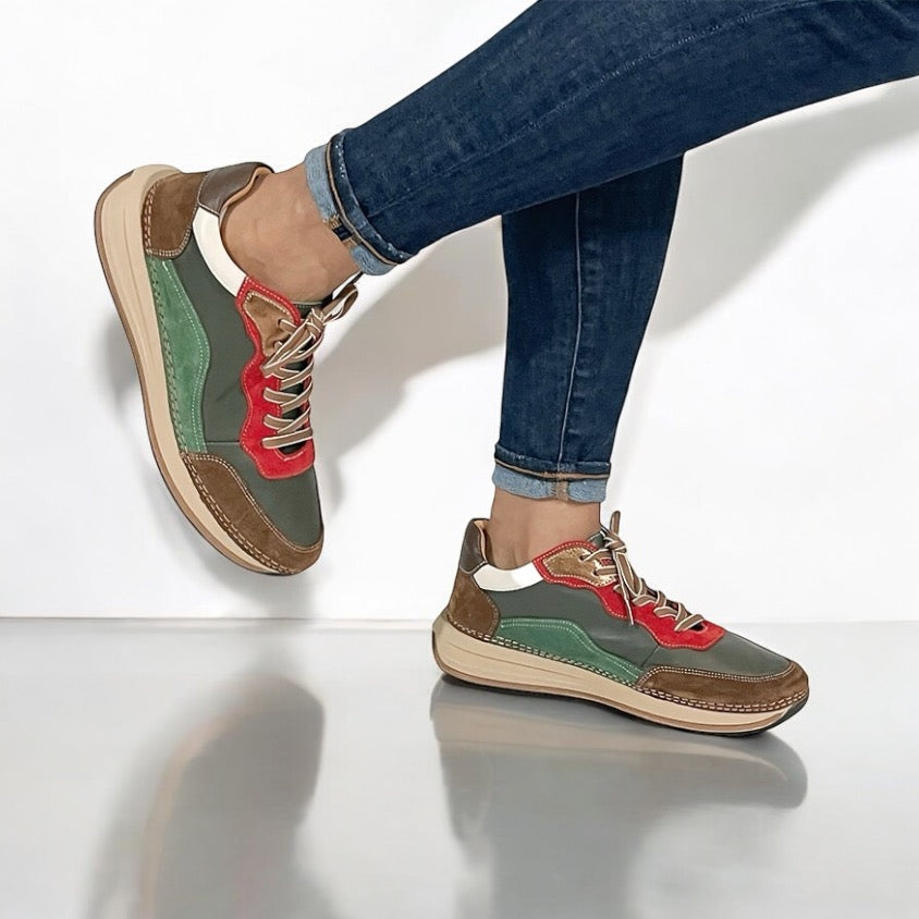 Spring Step Booker Olive Green Multi Color Sneaker