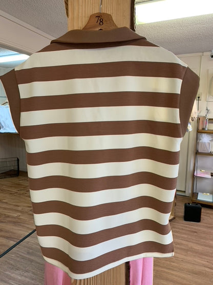 Lt Mocha Stripe Top