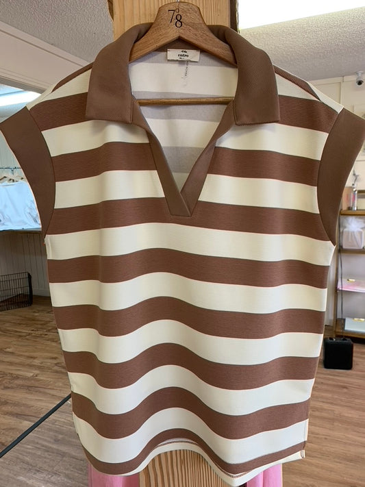 Lt Mocha Stripe Top