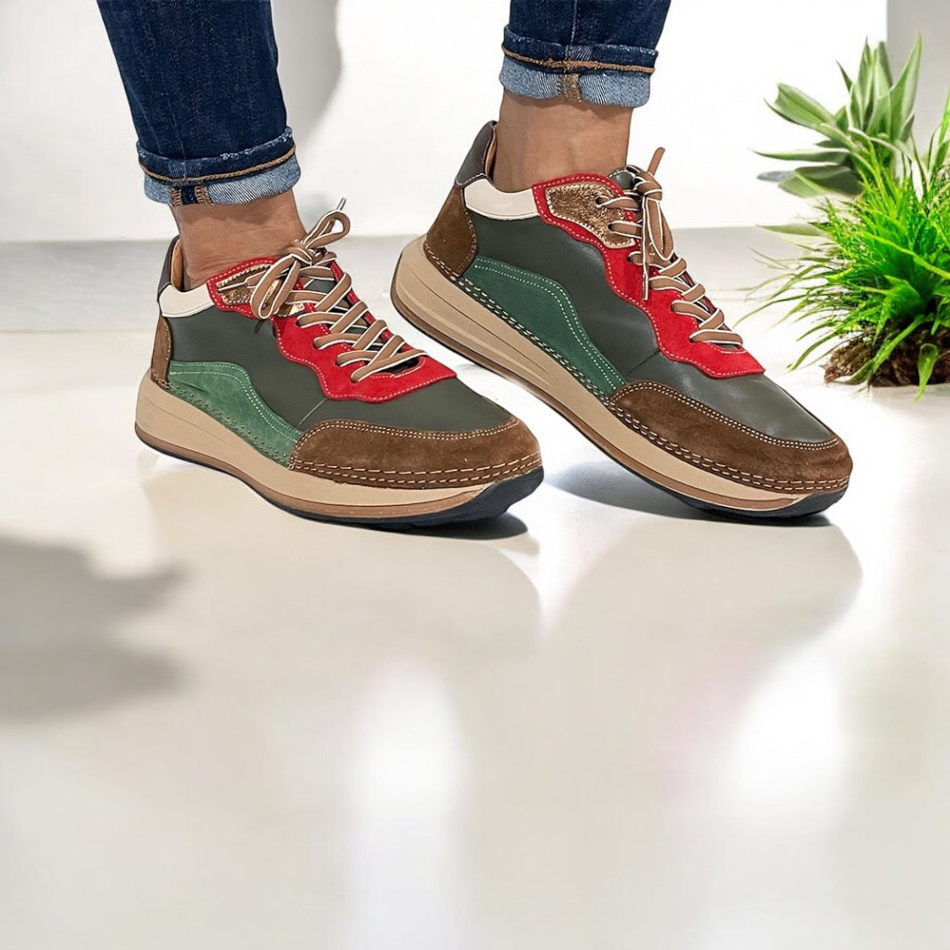 Spring Step Booker Olive Green Multi Color Sneaker