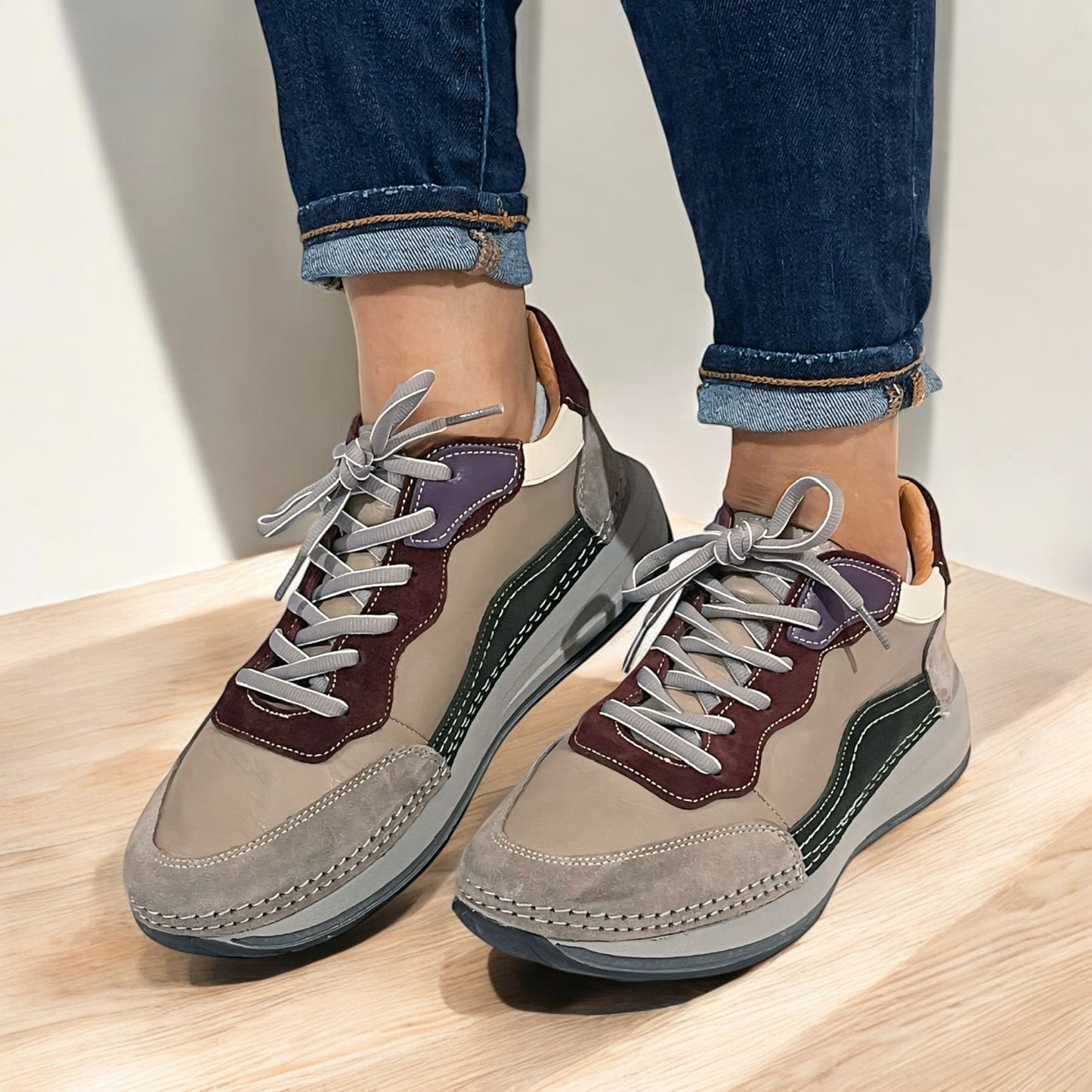 Spring Step Booker Grey Multi Leather Sneaker