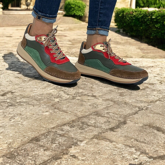 Spring Step Booker Olive Green Multi Color Sneaker