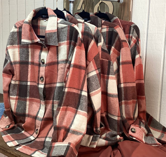 Orange Plaid Cowl Neck Jacket