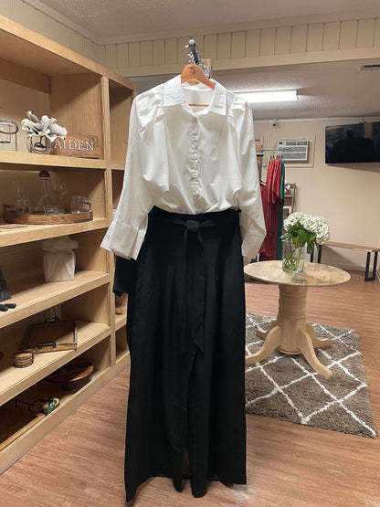 High Waist Double Pleated Wide Leg Pants