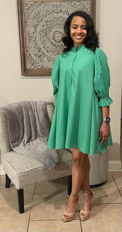 Elegant Mocked Midi Sleeve Dress