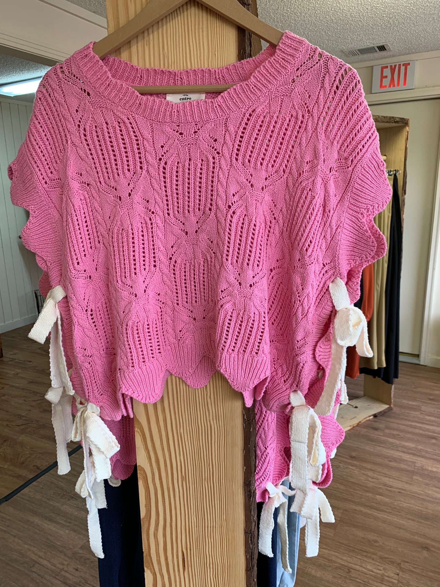 Crochet Open Side Sweater With Ties