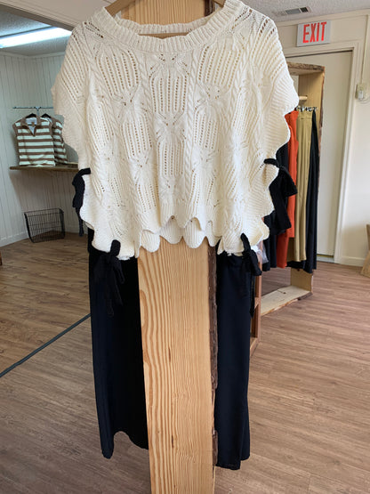 Crochet Open Side Sweater With Ties