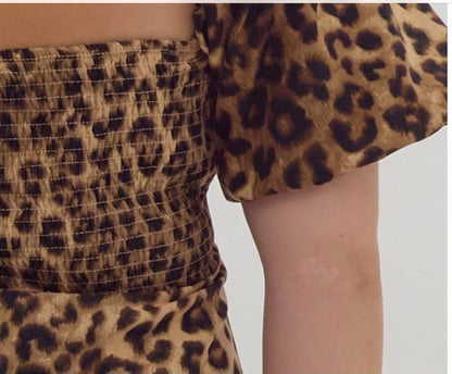 Cheetah Print Bubble Sleeve Minnie Dress