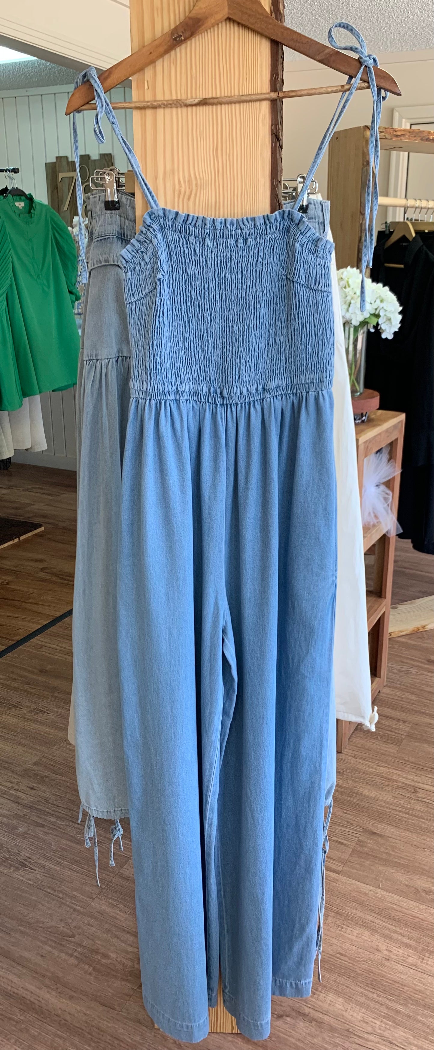 Denim Jumpsuit With Shoulder Straps