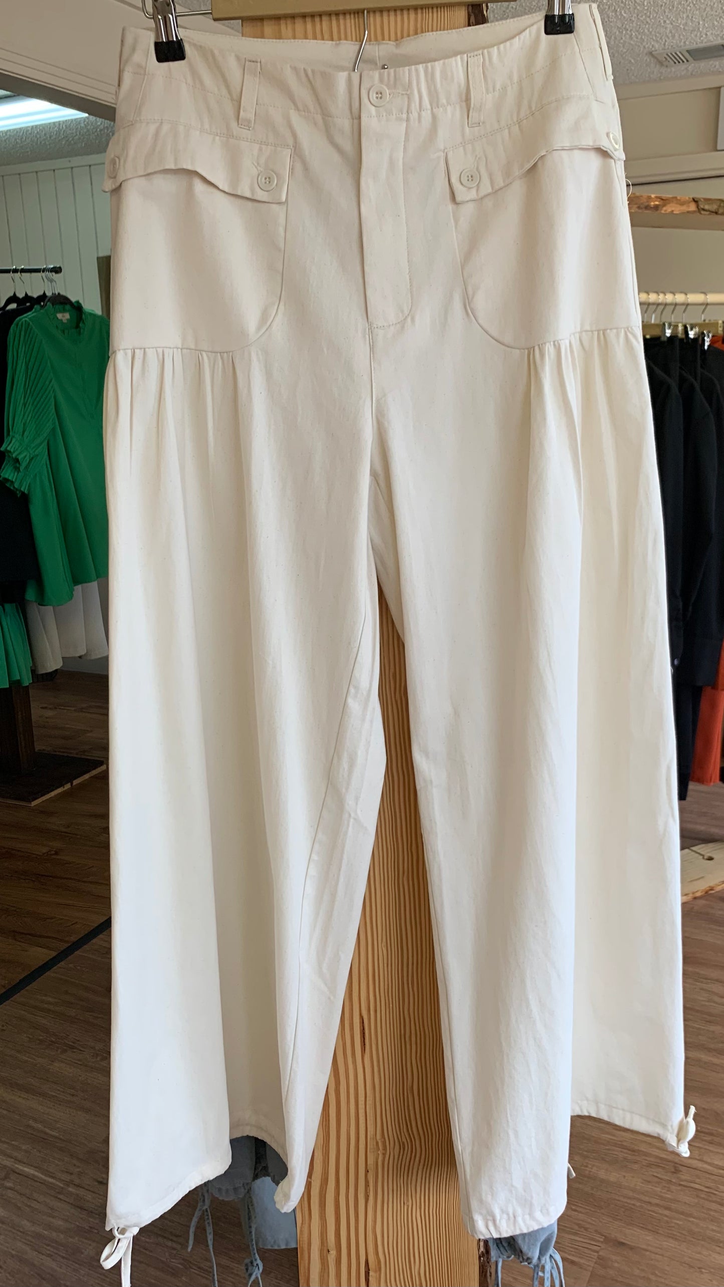 Vintage Cream Pants With Drawstrings