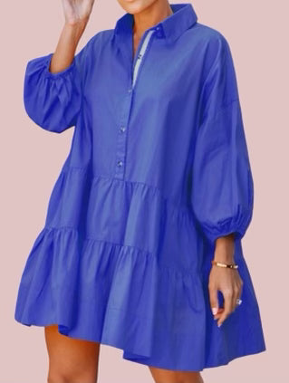 Blue Puff Sleeve Dress