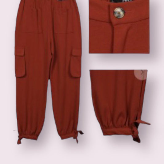 Cognac Knit Pants With Ankle Ties